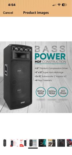 Pyle 1600 wt. pa speaker dual 12’