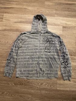 Affliction Gray Script Zip-Up Hoodie with Black Graphic