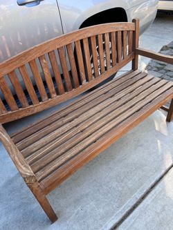 59” long teak bench  Located in concord  Recently cleaned, sanded and teak oiled Ready to use  Teak wood is heavy and sturdy No damages whatsoever   M