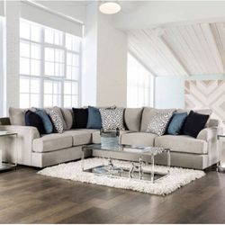 Brand New Grey Sectional With Multicolor Pillows