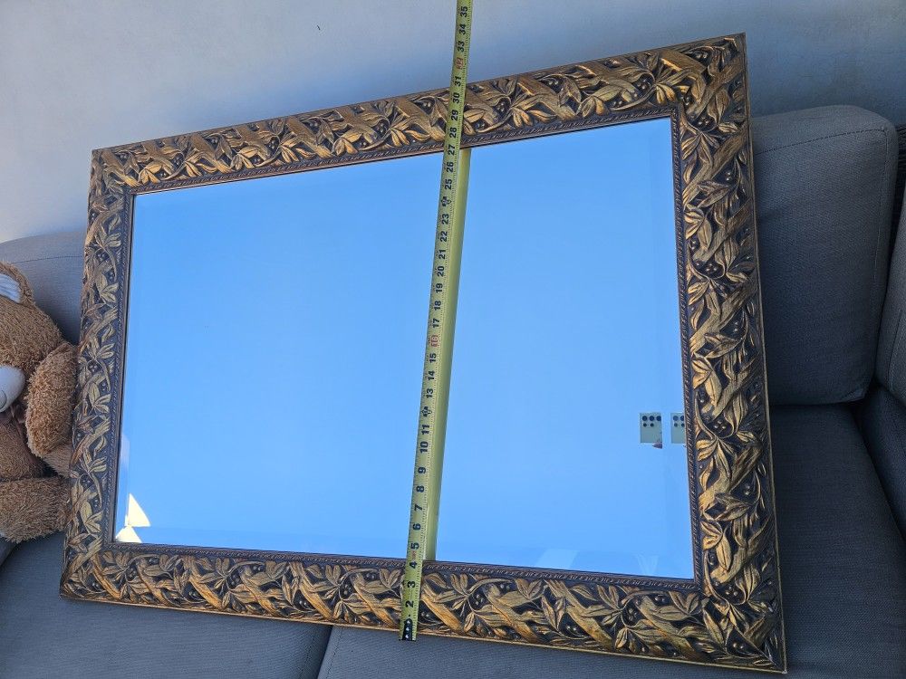 2 Antique Heavy Wood Wall Mirror.