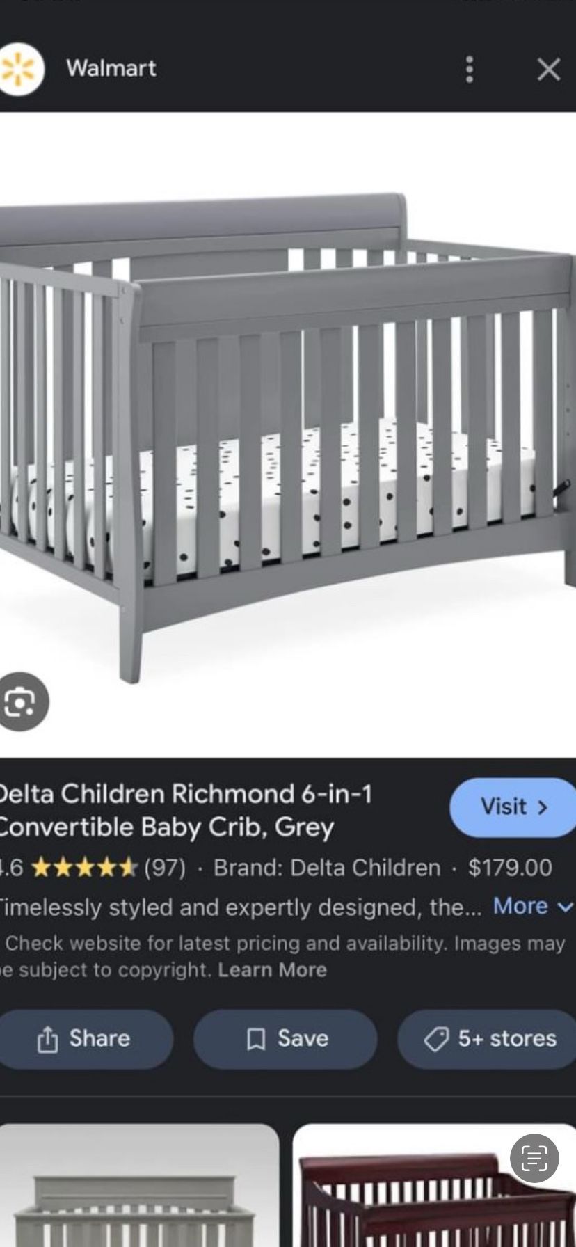 Light Gray Crib Like New