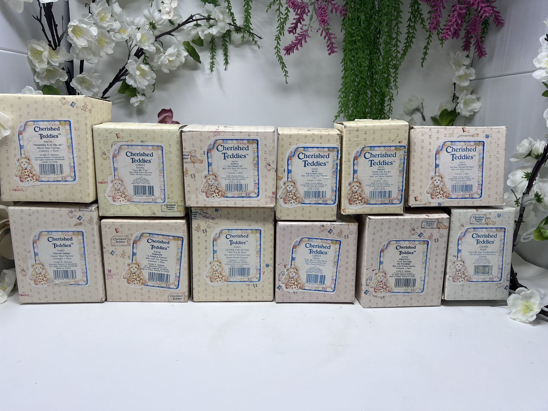 C1 Lot of 12 Cherished Teddies Figurines – All With Original Boxes – Excellent Condition
