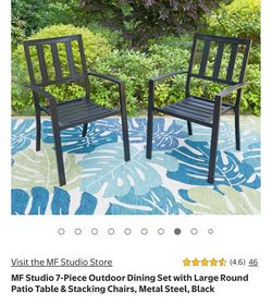 NEW Outdoor Patio Dining Chairs (Set of 6) – Black Metal