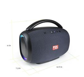 FOL  Multi-Function Connectivity: Offers Bluetooth, USB, TF card, FM radio, AUX input, LED lights, and battery-powered operation. 