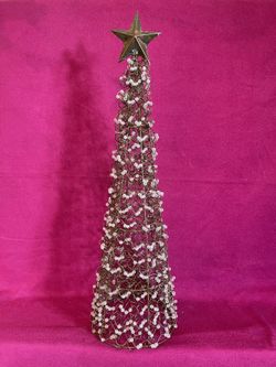 Vintage Wire Beaded Christmas Tree 21”
