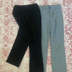2 Pairs Boys Uniform/Chino Pants – Black & Gray