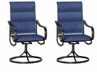 Sophia & William Outdoor Patio Chairs Set of 2, Swivel Patio Chair with Padded Textilene and Black Metal Frame, Good for Lawn Yard Garden All Weather