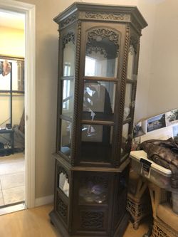 Gorgeous handmade teak display glass cabinet storage bookcase shelf