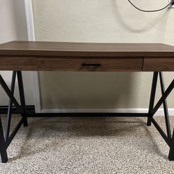 Dark Walnut Writing Desk by Real Living And Keavey 23" wide Leather Mid Back Armless Swivel Adjustable