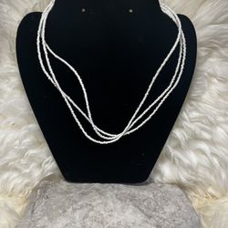 3 Strand Faux Pearl Seed Bead Necklace 