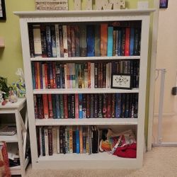 Solid Wood White Bookshelf Bookcase