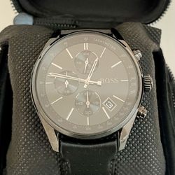 Hugo Boss Men’s Tachymeter Chronograph – Black Leather – Great Condition