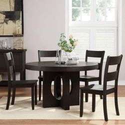 Brand New 5PC Distressed Walnut Round Dining Set