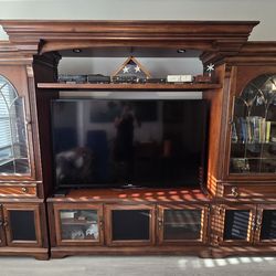 Beautiful solid wood entertainment center! Free!