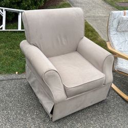 Velour Swivel Rocking Chair - Latte 