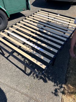 Full size Metal Bed Frame with Wood Slats