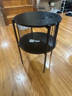 Black Round Two-Tier Side Table