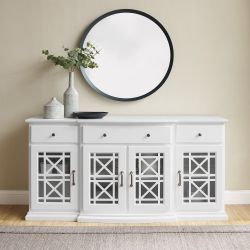 *Brand New* Walker Edison 60" Landon Tiered Fretwork Sideboard, White