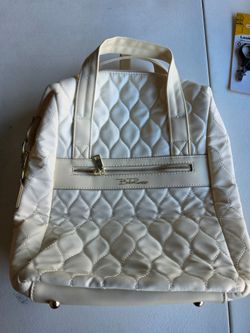 Quilted Cream Tote Bag with Gold Hardware