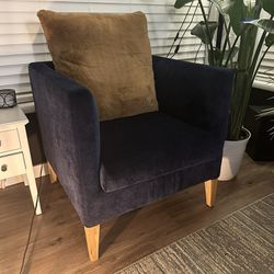 2 Blue Velvety Chairs W/ Pillow! Pair For $300