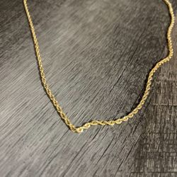 22” 10 Kt Gold Rope Chain Necklace 2.4mm