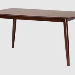 Mid century modern brown table 6 seat 59” / 4 green chairs # west elm Anthropologie urban outfitters