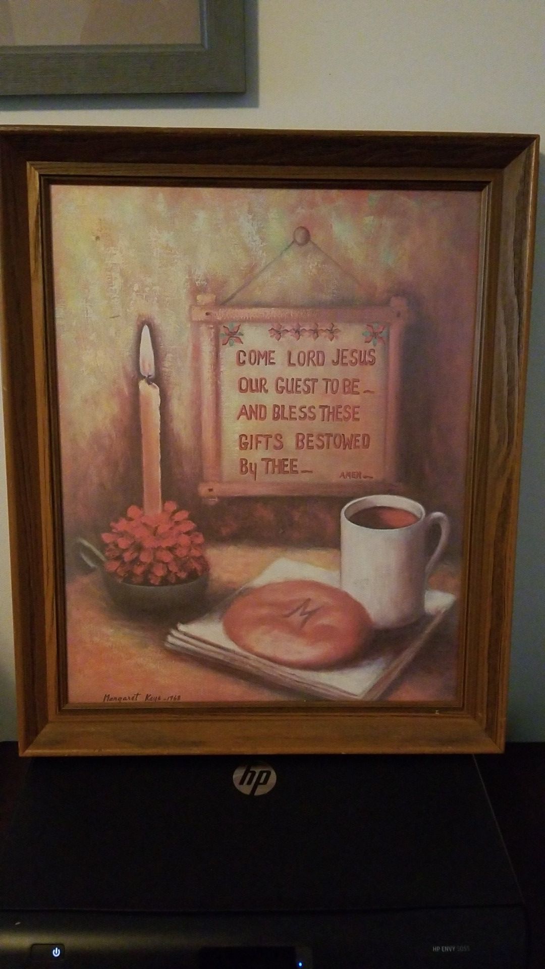 Moravian Love Feast Candle Tea Painting by Margaret Kaye 1968 for Sale