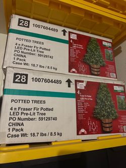 4 ft Potted LED Pre-Lit Trees $70