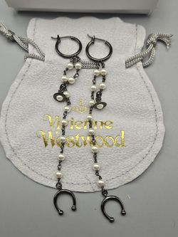 Used Vivienne Westwood black pearl earrings