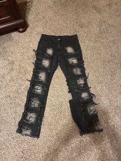 Black stacked jeans￼