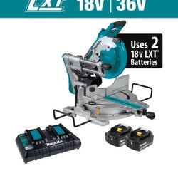 Makita 18V 5.0Ah X2 LXT Lithium-Ion (36V) Brushless Cordless 10 in. Dual-Bevel Sliding Compound Miter Saw with Laser Kit