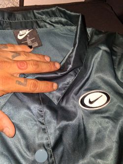 modern Nike Sportswear Women's Satin Jacket (Style: CZ3388 / DJ1086-058) in the Ash Green colorway
