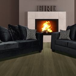 Classy Black Sofa And Loveseat! 