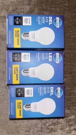 White Light bulbs, A19 60w 8watts 120volts