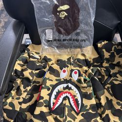 BAPE 1st Camo Shark Full Zip Hoodie Yellow