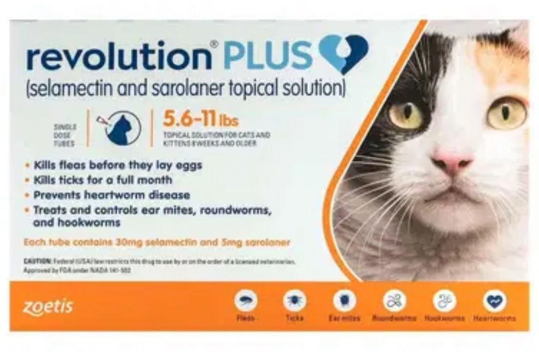Cats Revolution Plus 3 treatments for Fleas Ticks & Worms