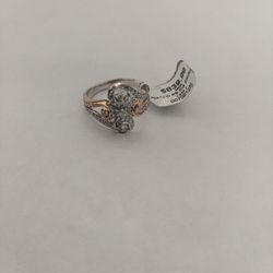 14k2tone Diamond Swirl Ring