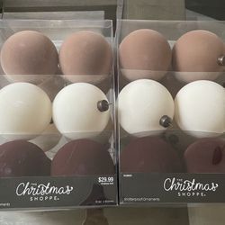 Hobby Lobby Viral Flocked Neutral  Christmas Ornaments- Set Of 2