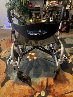 Health Line 2 in 1 Rollator-Transport Chair w/Paded Seatrest, Reversible Backrest and Detachable Footrests, Cherry Red Walker