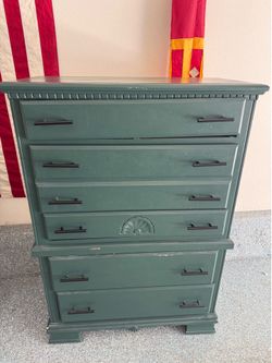 Sage Green 6-Drawer Dresser - Vintage Style with Character