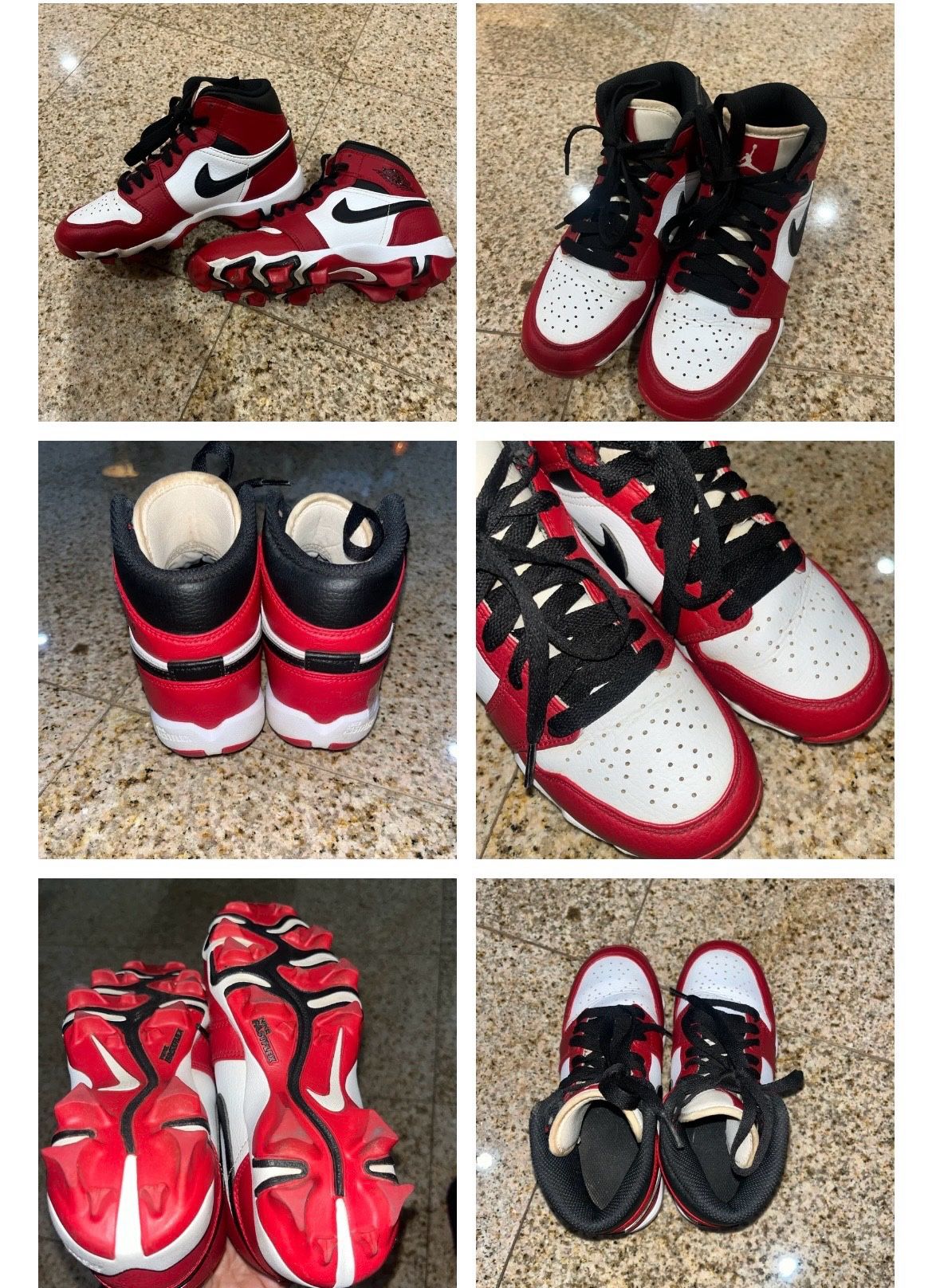 Nike Air Jordan 1 Mid Youth Cleat Sz 1.5 Chicago Baseball Football great cond.