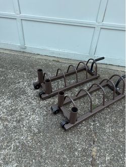 2x weight and bar holder with wheels