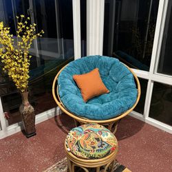 Papasan Chairs w/cushion & Ottoman (Pier1 Imports)