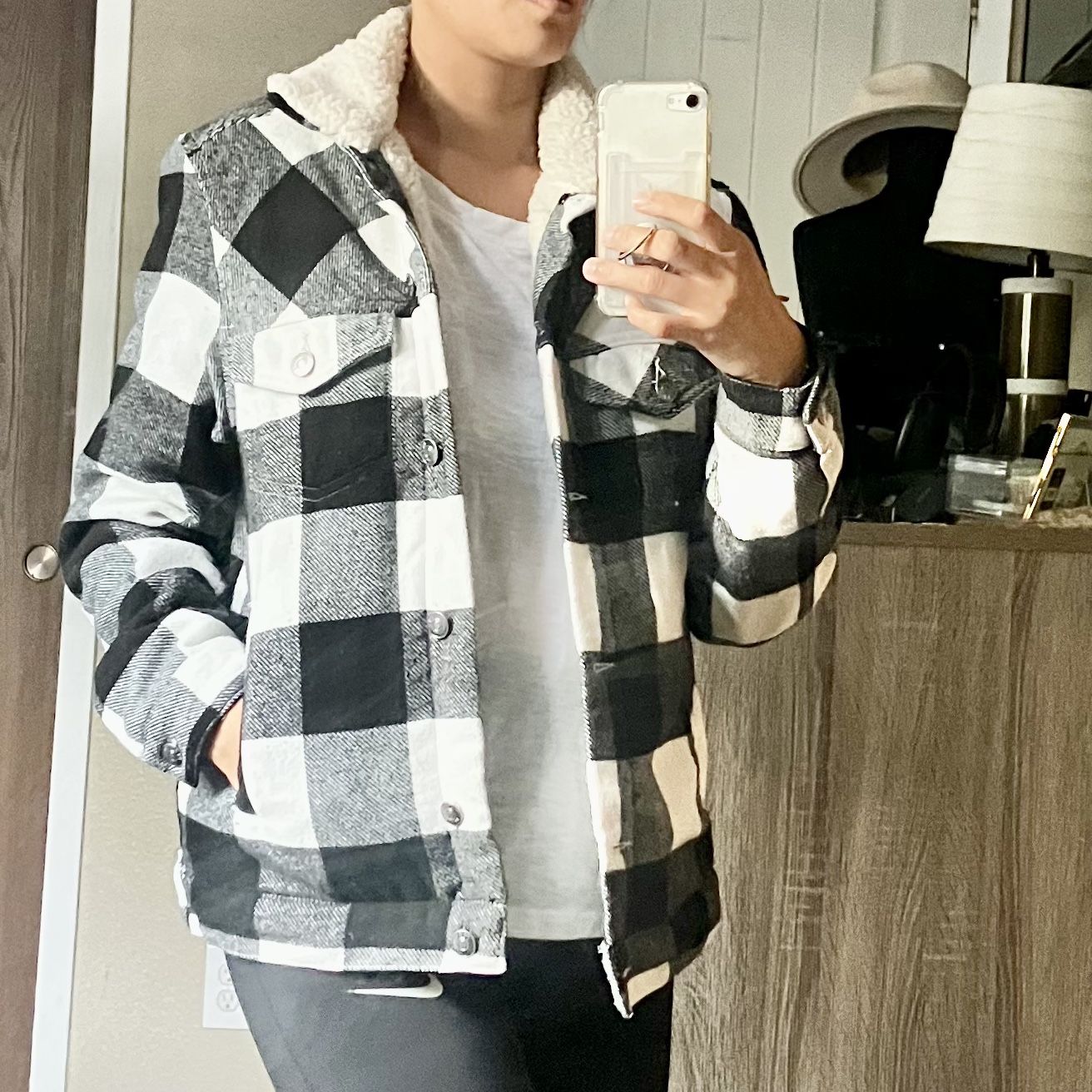 Love Tree Buffalo Plaid Sherpa Jacket