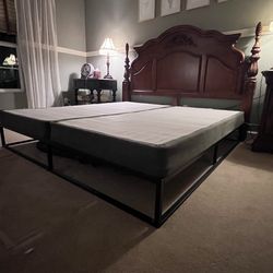 King bed frame and foundation
