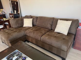 Brown Faux Suede Sofa