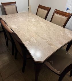 Marble Top Dining Table with 6 Chairs