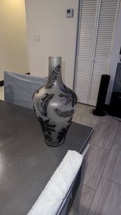 Frosted Glass Vase with Floral Design
