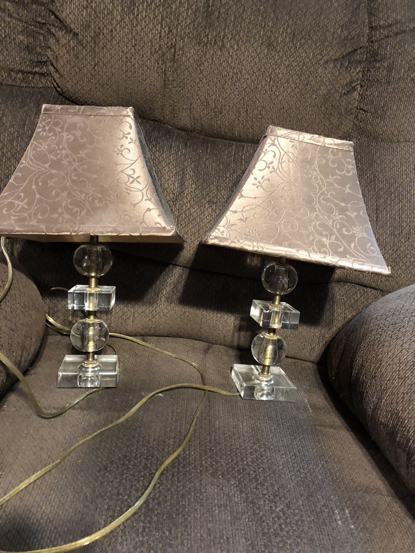 Two vintage glass lamps